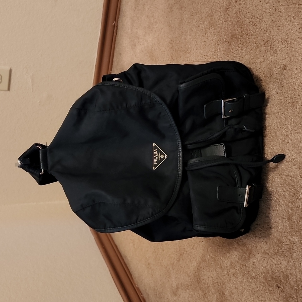 Prada Black Nylon Tessuto Twin Pocket Backpack